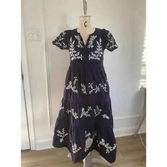 Anthropologie - Somerset embroidered Maxi Dress w/ Blue Floral Embroidery, XSP - Picture 3 of 15